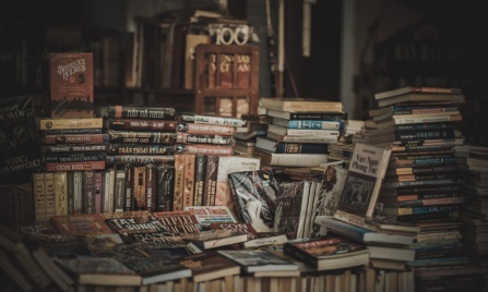 books in a pile